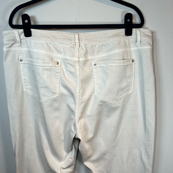 J. Jill Denim Women's Authentic Fit Cropped Jeans Cream Capri Raw Hem Stretch 18 - Picture 10 of 13